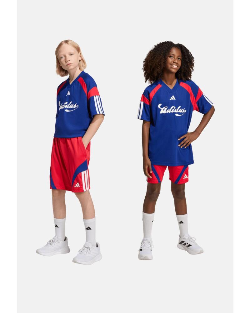 ADIDAS PANTALÓN CORTO DEPORTIVO ROJO CON DETALLES CONTRASTE ROJO