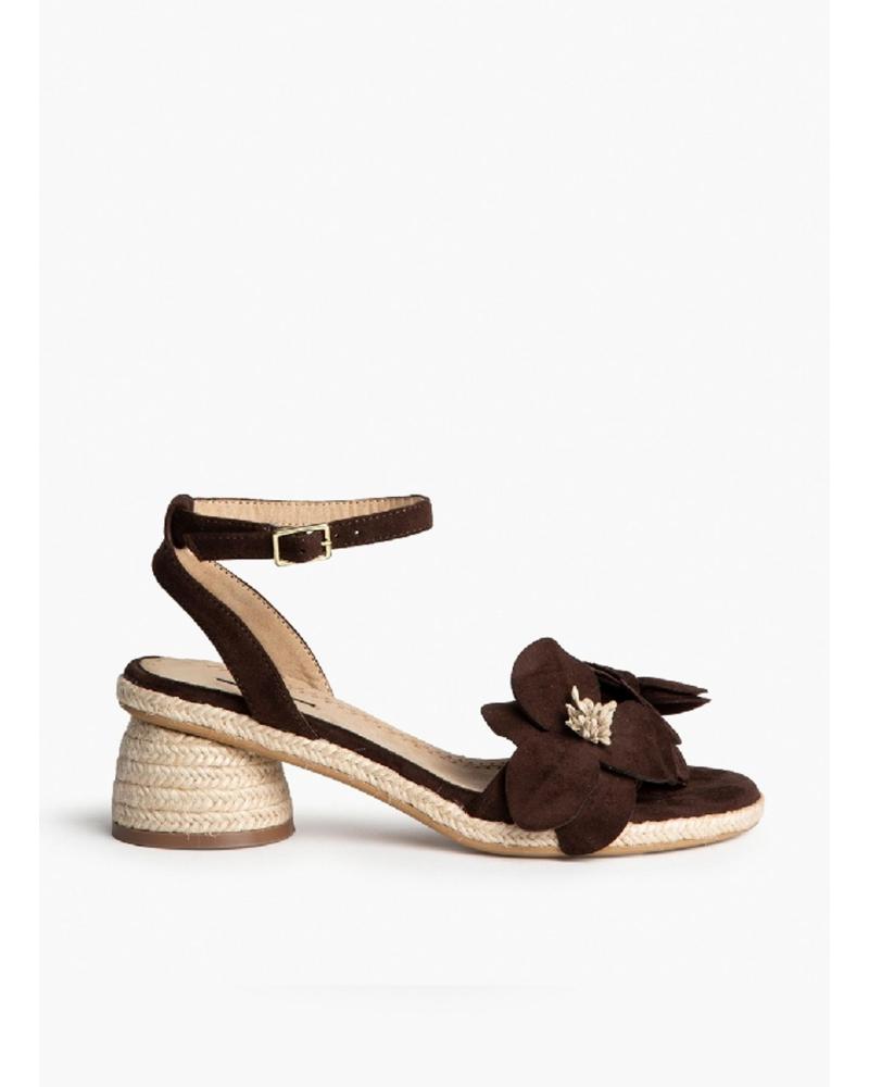 KESLEM SANDALIA DE TACÓN CON ADORNO FLORAL Y CIERRE DE PULSERA MARRON