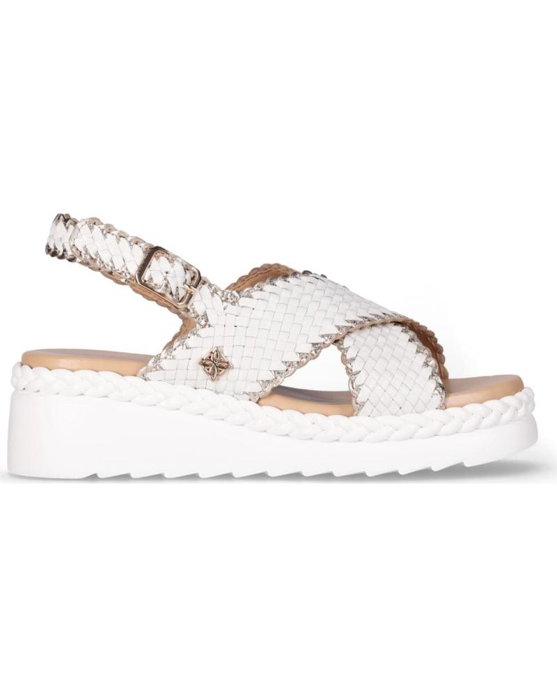 CHIKA10 SANDALIA PLATAFORMA CEDRO CON TIRAS CRUZADAS BLANCO-WHITE