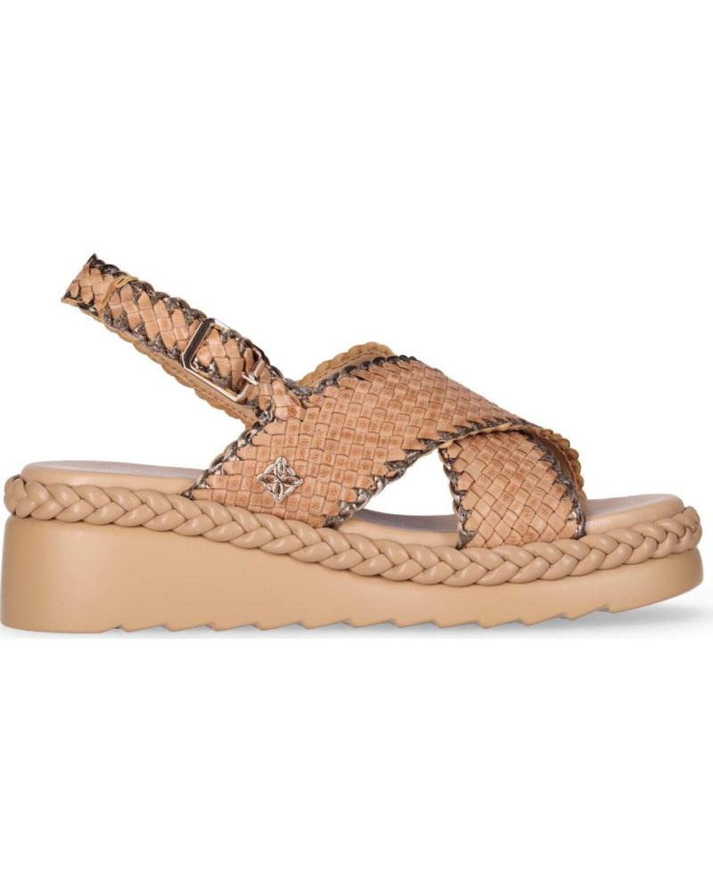 CHIKA10 SANDALIA DE CUÑA TRENZADA RE CEDRO CUERO-TAN