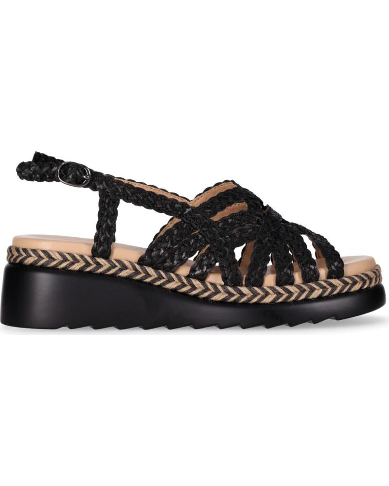 CHIKA10 SANDALIA CUÑA TRENZADA MODELO CEDRO NEGRO-BLACK