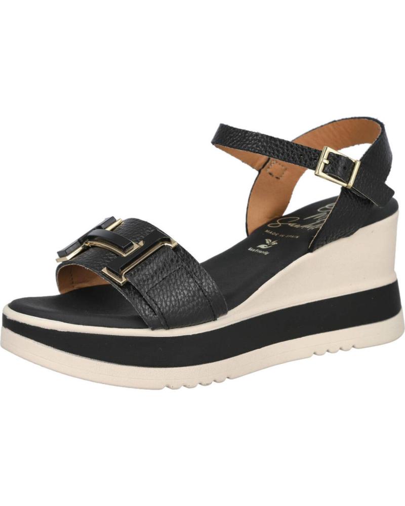 OH MY SANDALS SANDALIAS DE CUÑA 5981 CON CIERRE DE HEBILLA NEGRO