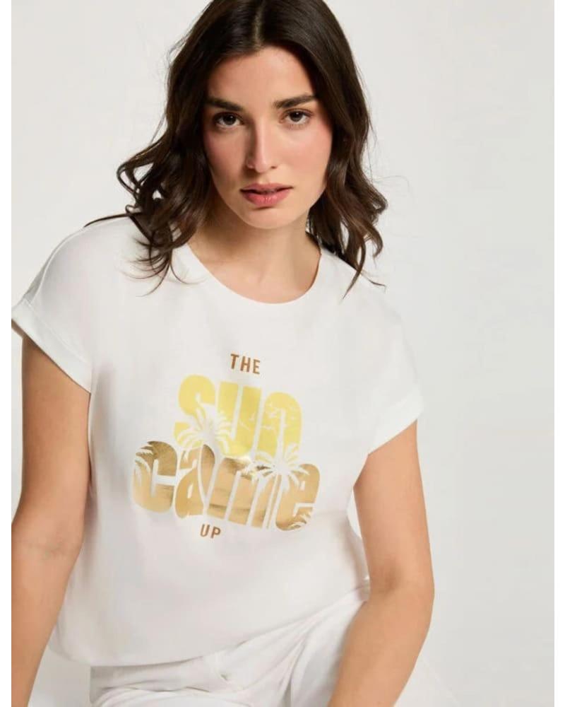 MORGAN CAMISETA DSUNNY DE ALGODÓN CON ESTAMPADO BLANCO