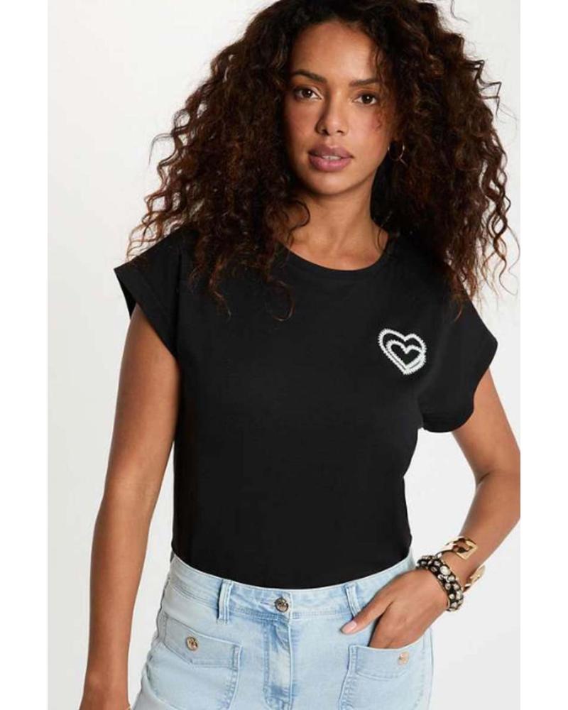 MORGAN CAMISETA DIMOI MORGAN DETALLE CORAZÓN NEGRO