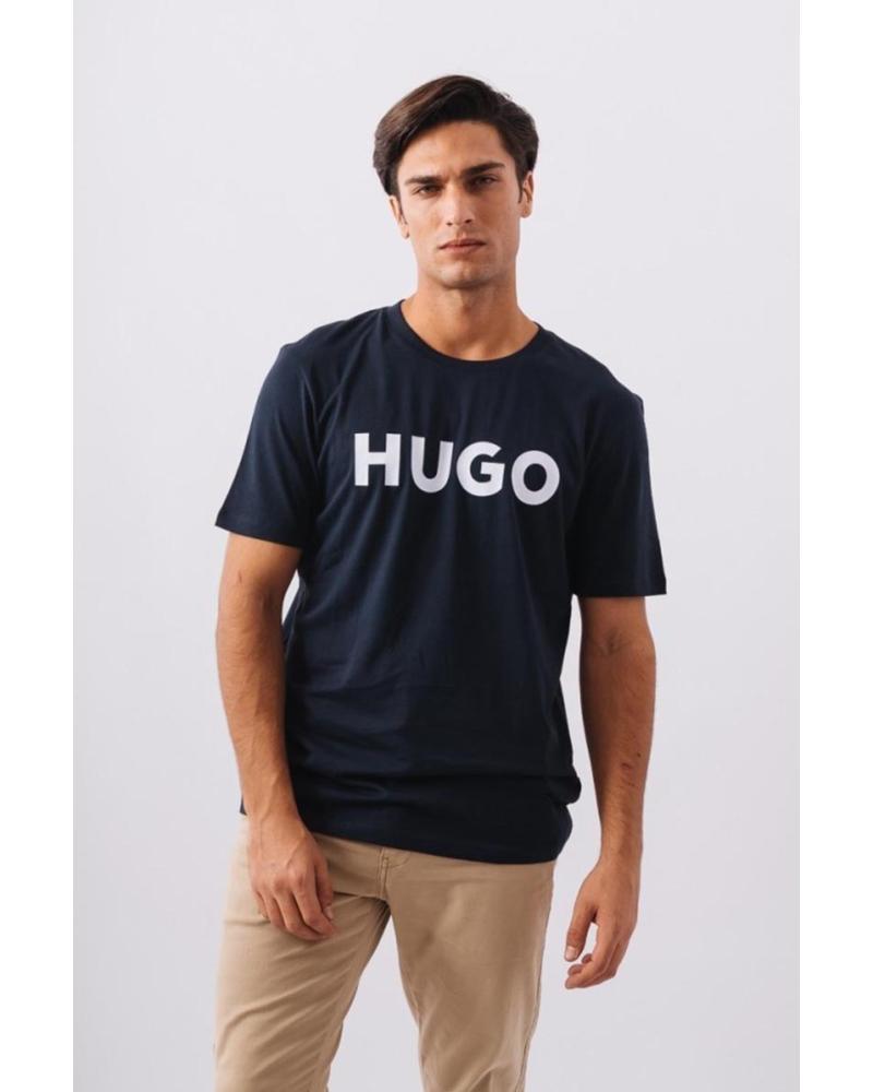 HUGO CAMISETA DULIVIO CON LOGO FRONTAL AZUL