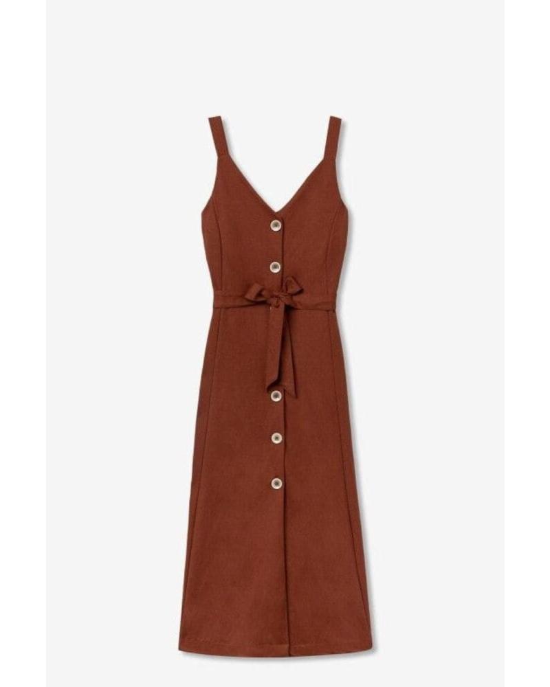 TIFFOSI VESTIDO MIDI SHARA CON BOTONES Y CINTURÓN VERDE