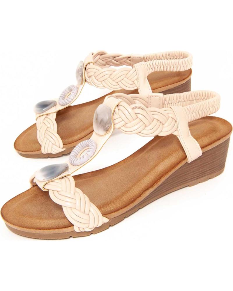 MONTEVITA SANDALIA CONFOLI CON CUÑA Y ADORNOS TRENZADOS BEIGE