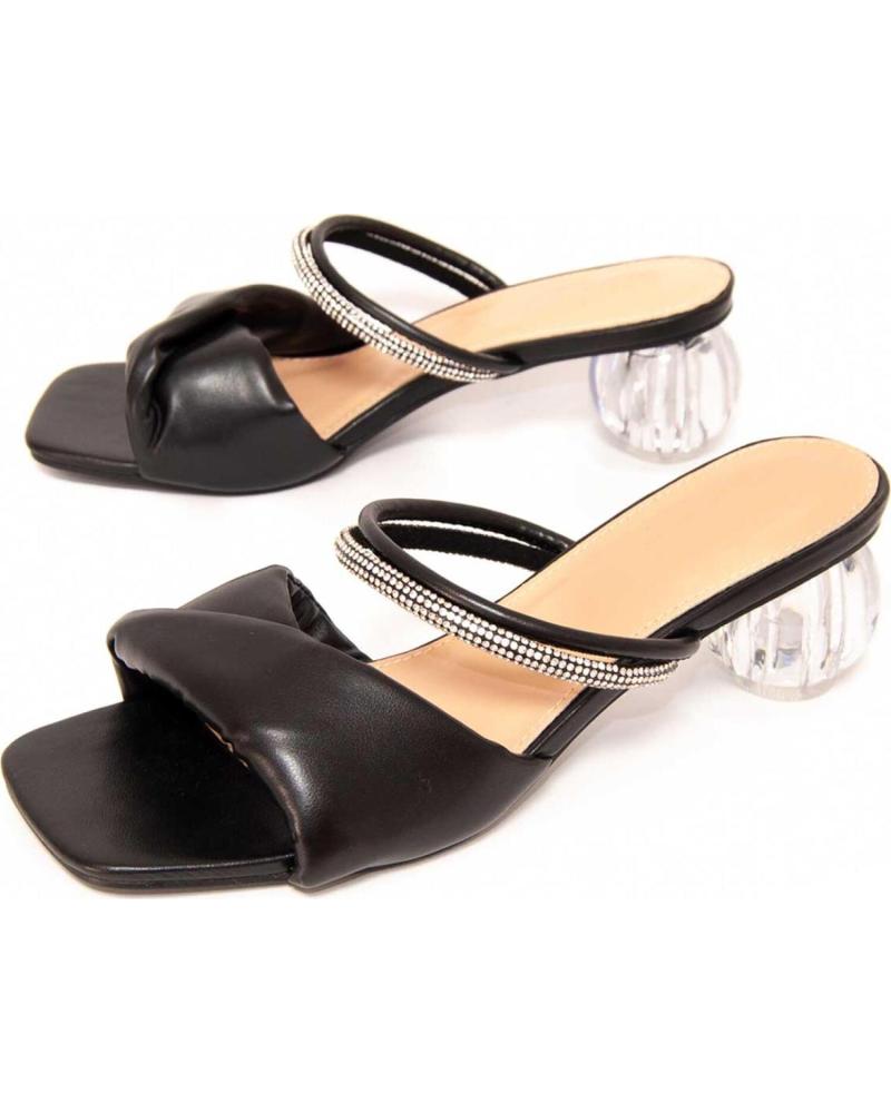 MONTEVITA SANDALIAS ROMERICO CON TACÓN DE BLOQUE TRANSPARENTE BLACK
