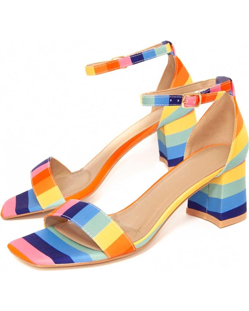 MONTEVITA SANDALIAS DE TACÓN BLOQUE CON DISEÑO A RAYAS MULTICOLOR MULTICOLORED