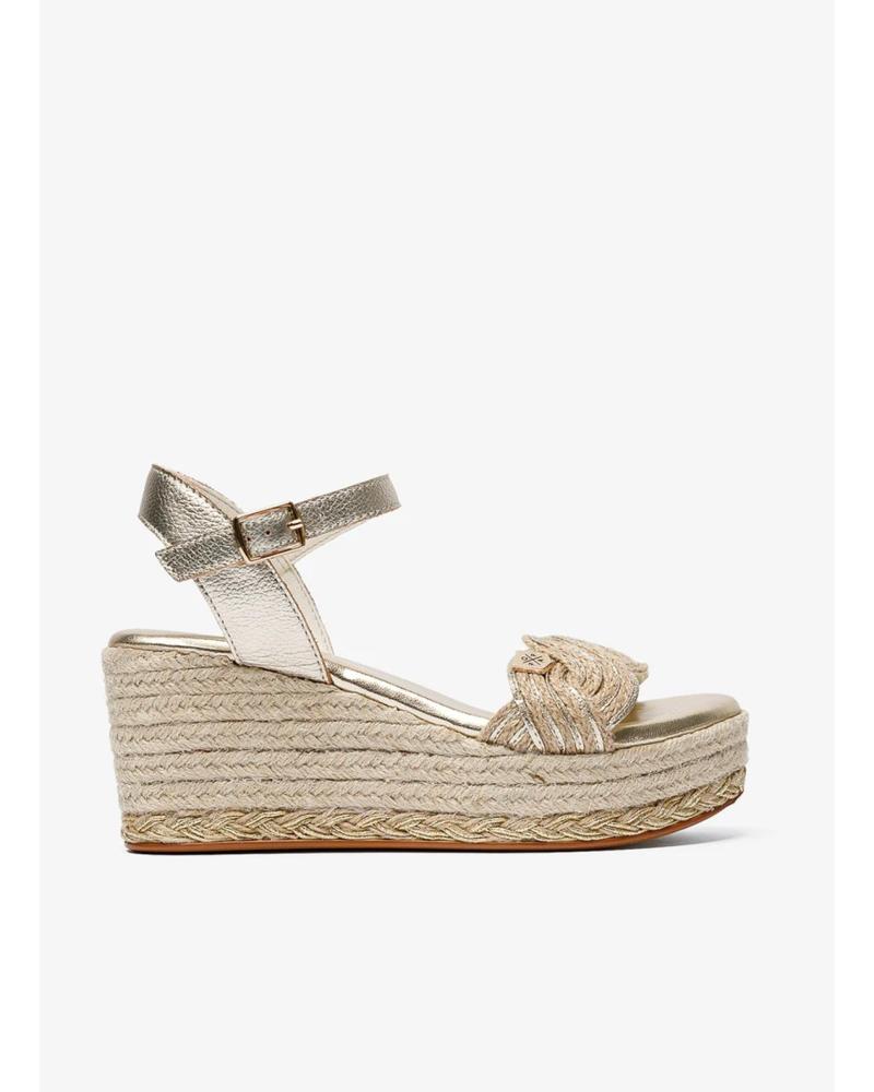 POPA SANDALIA ALPARGATA CON PLATAFORMA Y TIRA AL TOBILLO AMARILLO