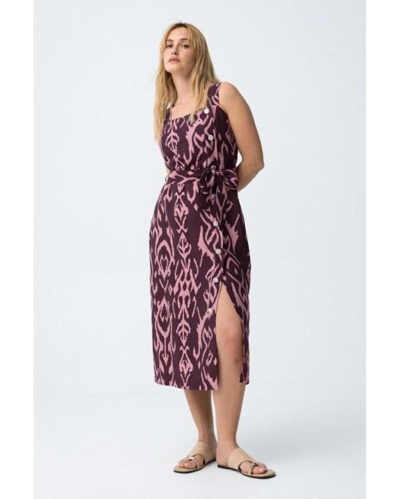 TIFFOSI VESTIDO MIDI ESTAMPADO GEOMÉTRICO CON ABERTURA VARIOS COLORES