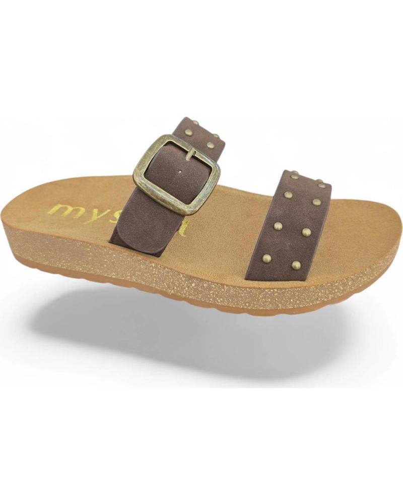 MYSOFT SANDALIAS ANATÓMICAS MY SOFT 26M063 CON HEBILLAS Y TACHUELAS MARRON