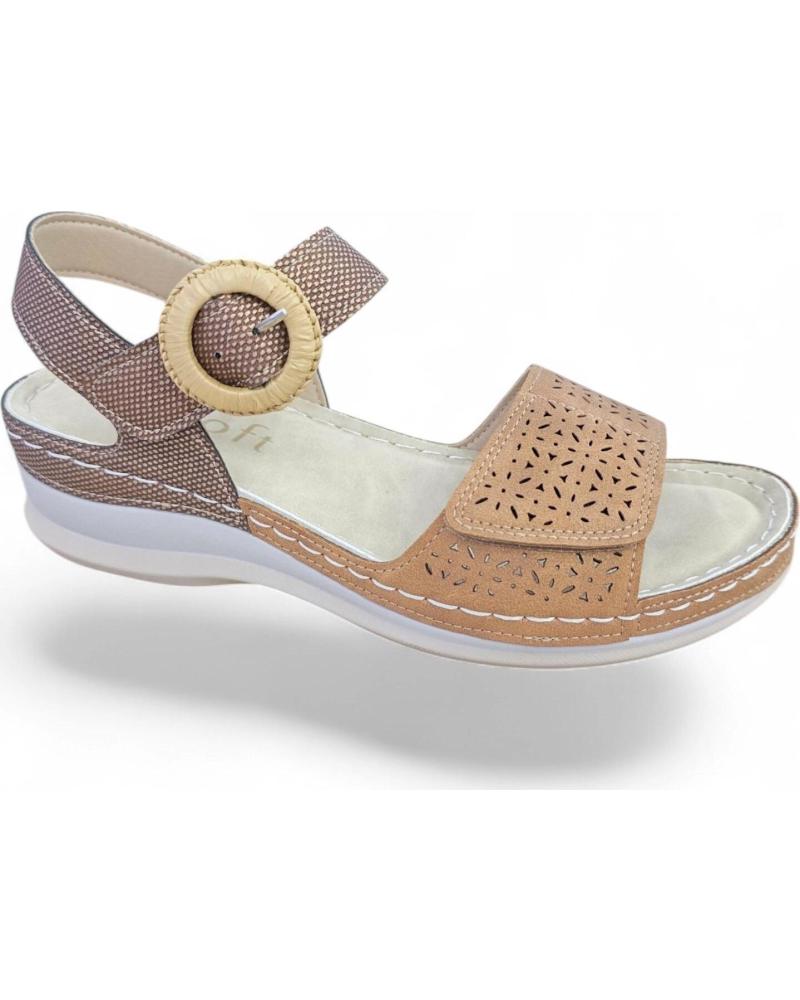 MYSOFT SANDALIAS PLANAS CON HEBILLA Y DETALLE CALADO MODELO 26M011 CUERO