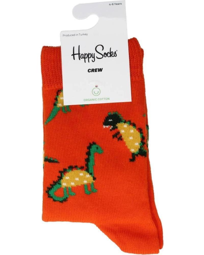 Botas de Niño CALCETINES HAPPY SOCKS KTAS01 ESTAMPADO DINOSAURIOS NARANJA