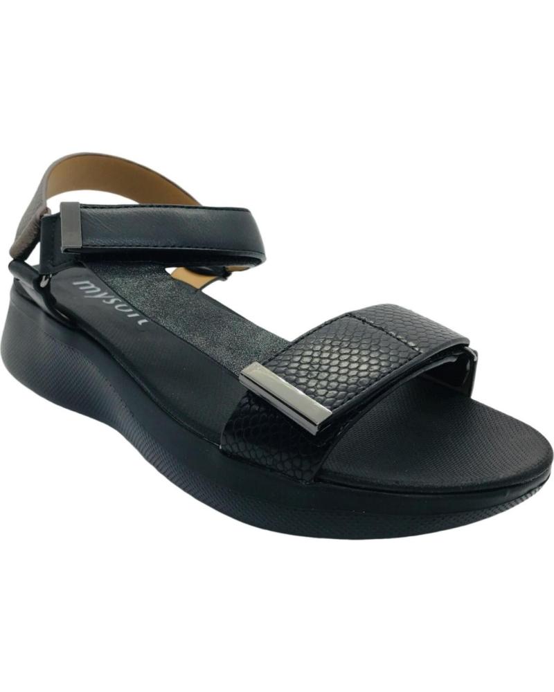 MYSOFT SANDALIA DE PLATAFORMA CON CIERRE DE VELCRO 26M364 NEGRO