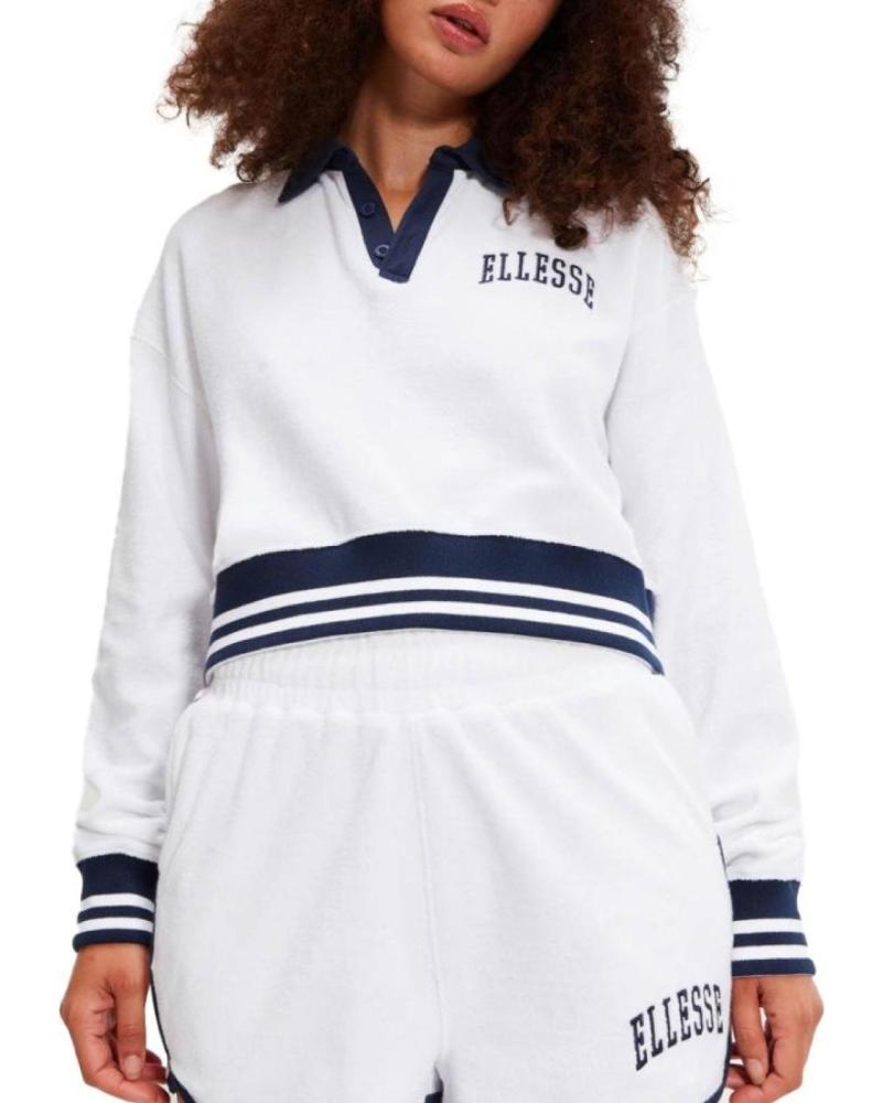 ELLESSE CAMISETA POLO DE MANGA LARGA CON CUELLO EN CONTRASTE MODELO 153308 WHITE