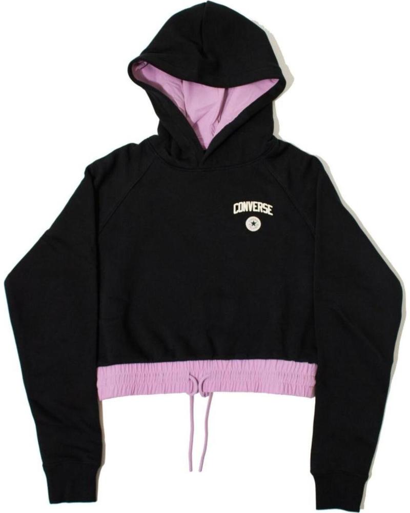 CONVERSE SUDADERA CROPPED CON CAPUCHA CHUCK HOODIE BLACK