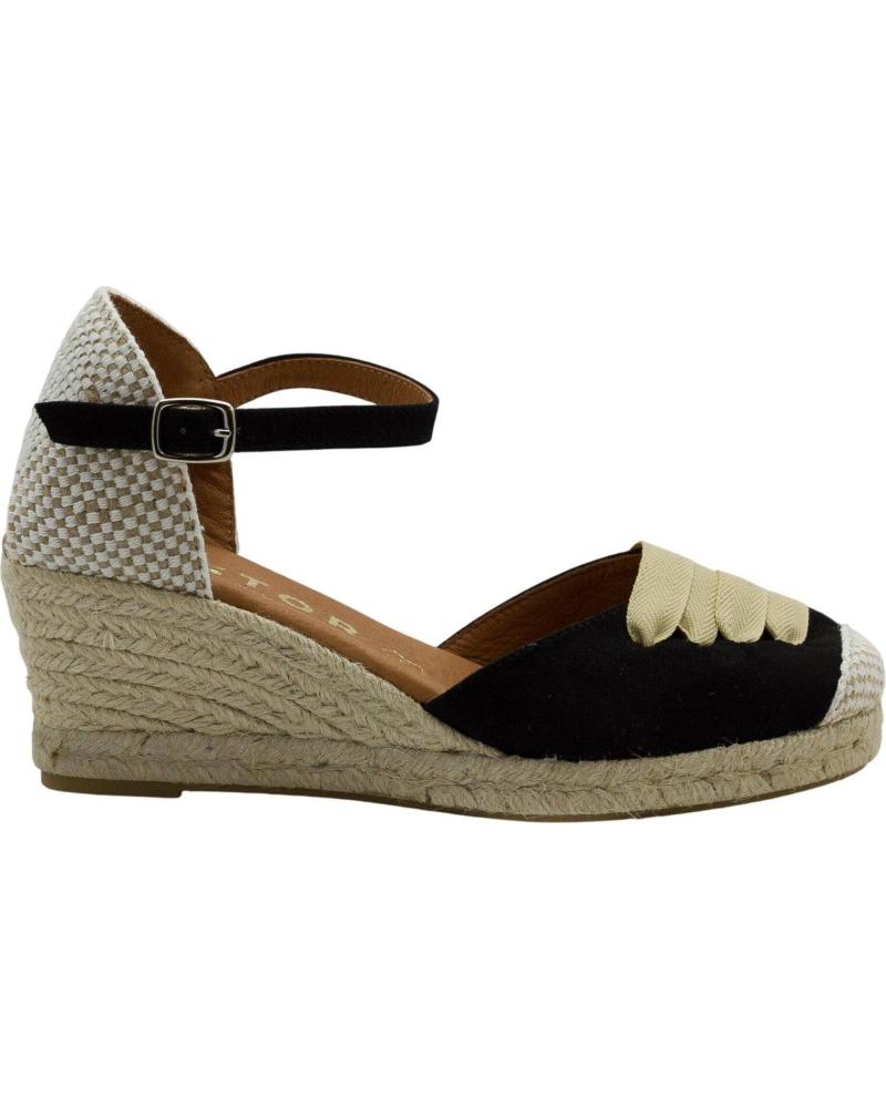 CABRERA SANDALIA ALPARGATA CON CUÑA Y CIERRE DE HEBILLA NEGRO