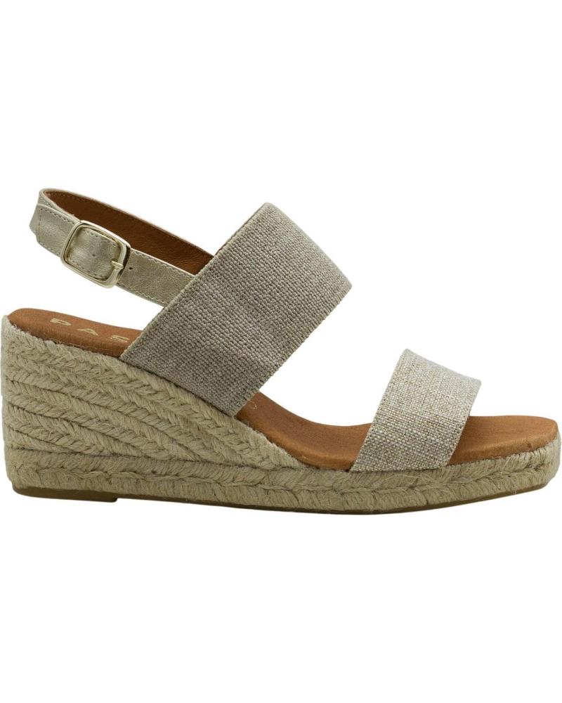 CABRERA SANDALIA DE CUÑA CON TIRAS CRUZADAS Y CIERRE DE HEBILLA ORO