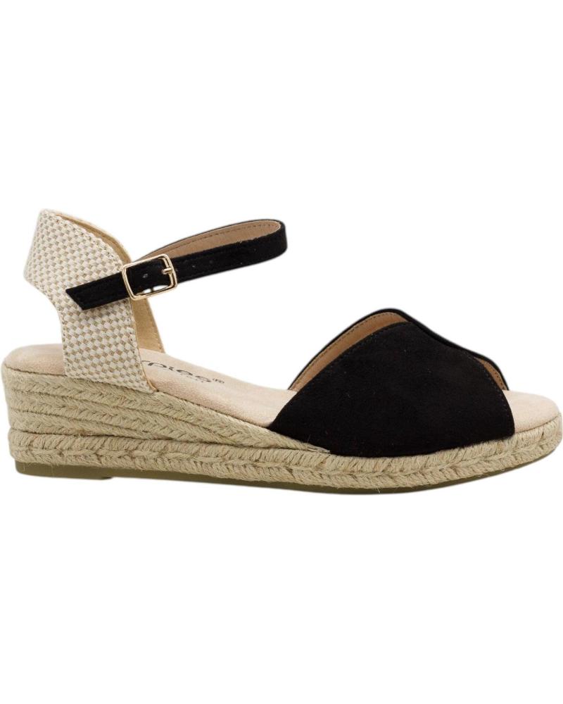 AMARPIES SANDALIA CUÑA ESPARTO CON TIRAS CRUZADAS NEGRO