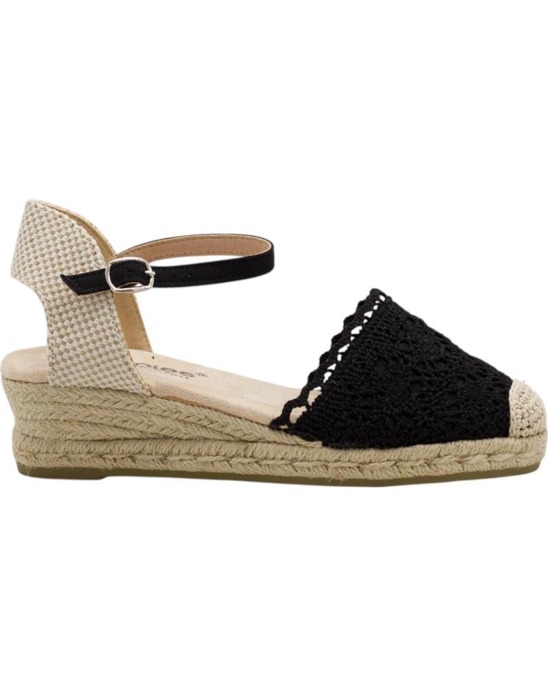 AMARPIES SANDALIA ESPARTEÑA CUÑA MEDIA CIERRE HEBILLA NEGRO