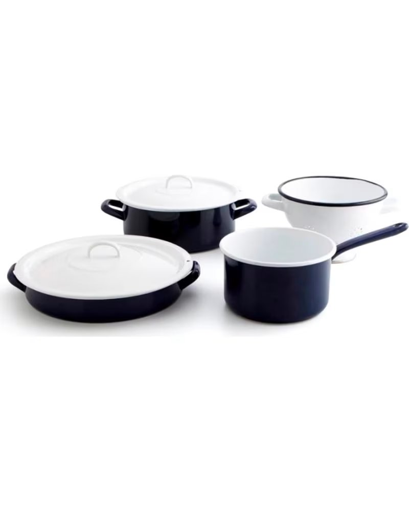 Set de Cocina Esmaltado Quid Azul y Blanco Azul