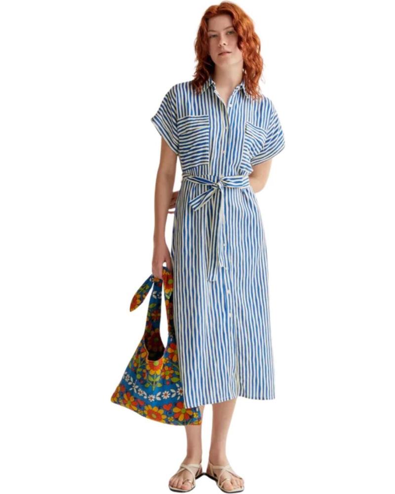 COMPAIA FANTASTICA VESTIDO MIDI CAMISERO CON CINTURÓN MULTICOLOR