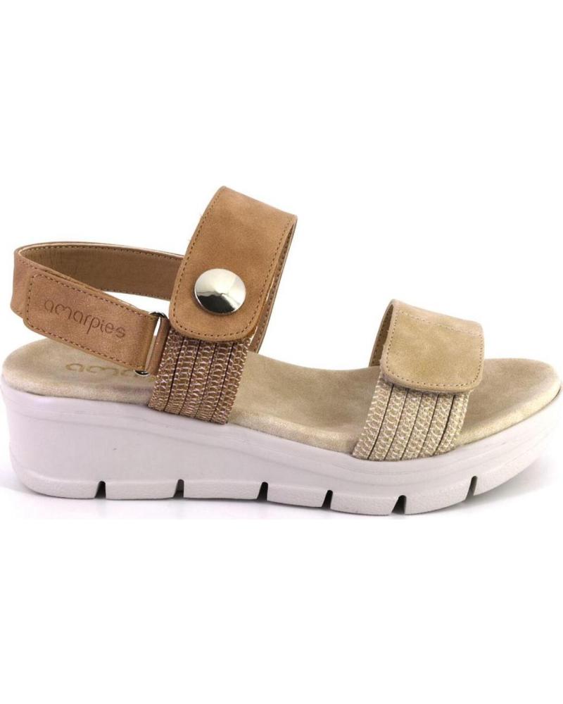 AMARPIES SANDALIAS 30135 CON PLATAFORMA Y CIERRE DE VELCRO BEIGE
