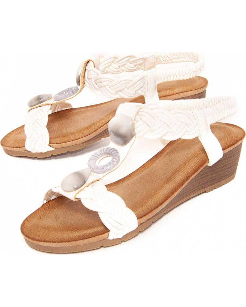 MONTEVITA SANDALIA DE CUÑA CON DETALLE DE APLIQUES WHITE