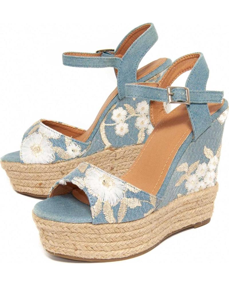MONTEVITA SANDALIA CUÑA PLATAFORMA DENIM FLORAL BLUE