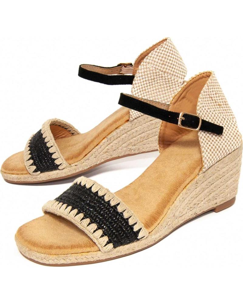 MONTEVITA SANDALIA DE CUÑA CON TIRAS DE CROCHET MONTEVITA BLACK