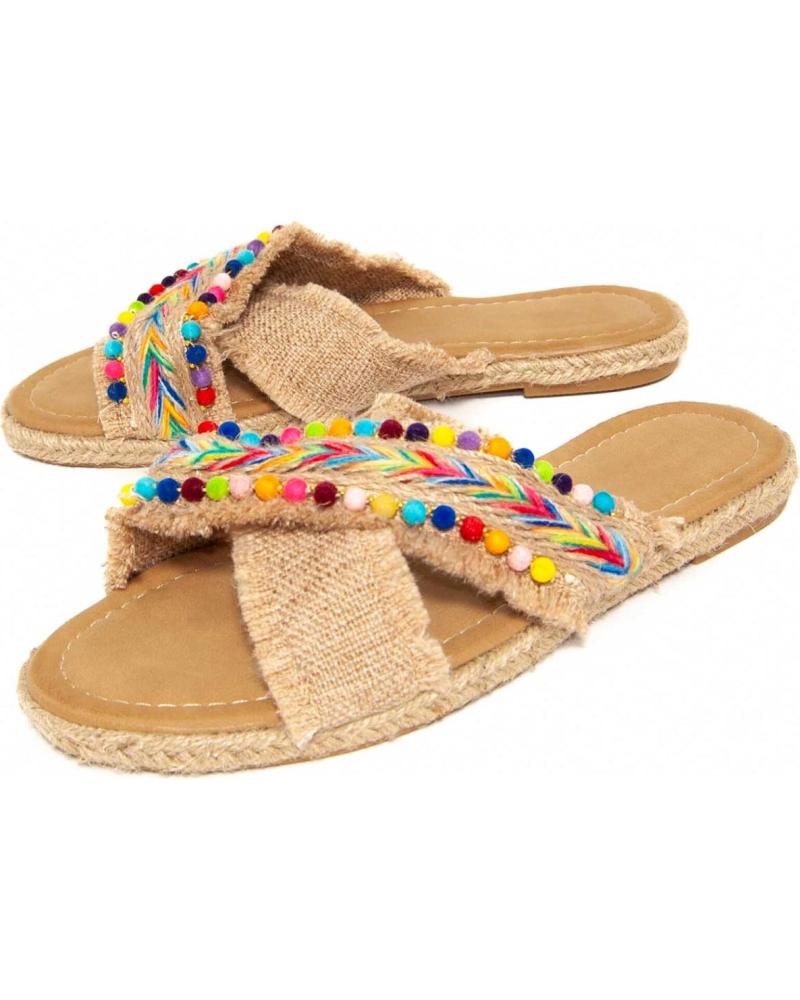 MONTEVITA SANDALIAS INDIPLASA2 CON POMPÓN MULTICOLOR BEIGE