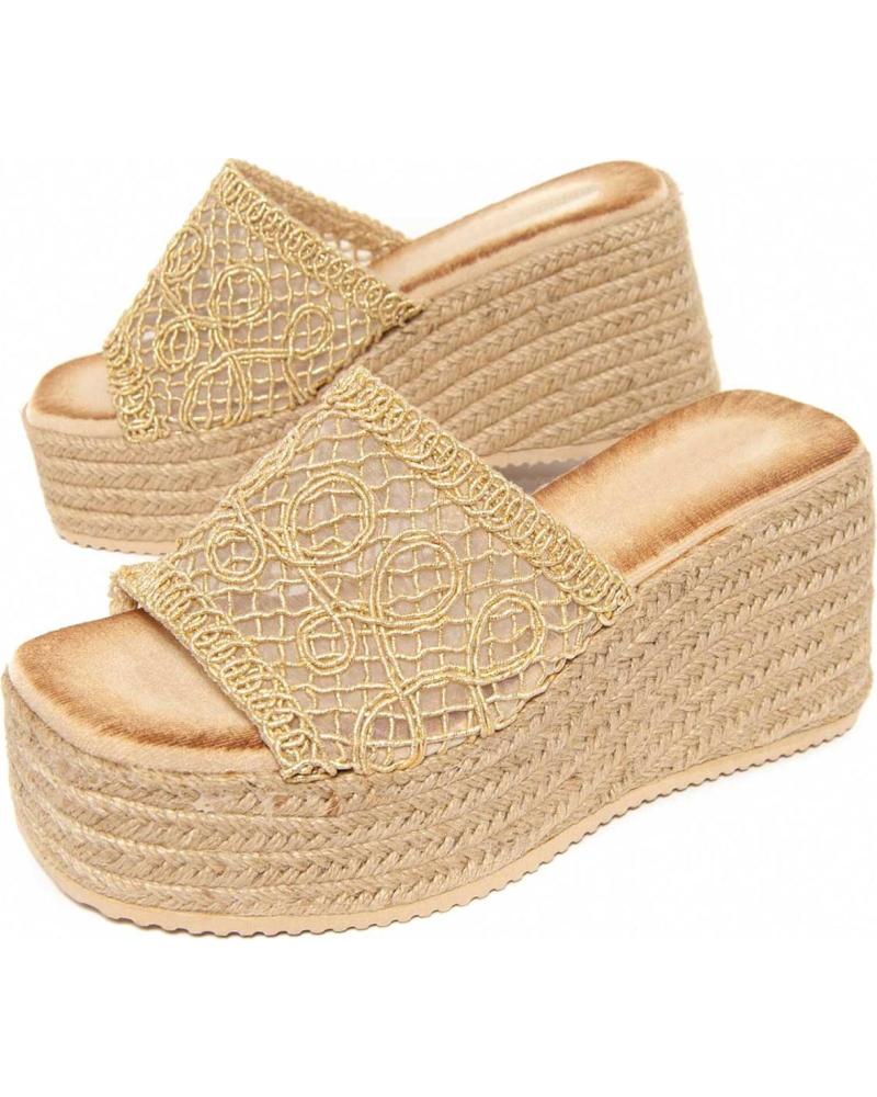 MONTEVITA SANDALIAS ZUECO CON PLATAFORMA DE YUTE TEJIDO GOLD