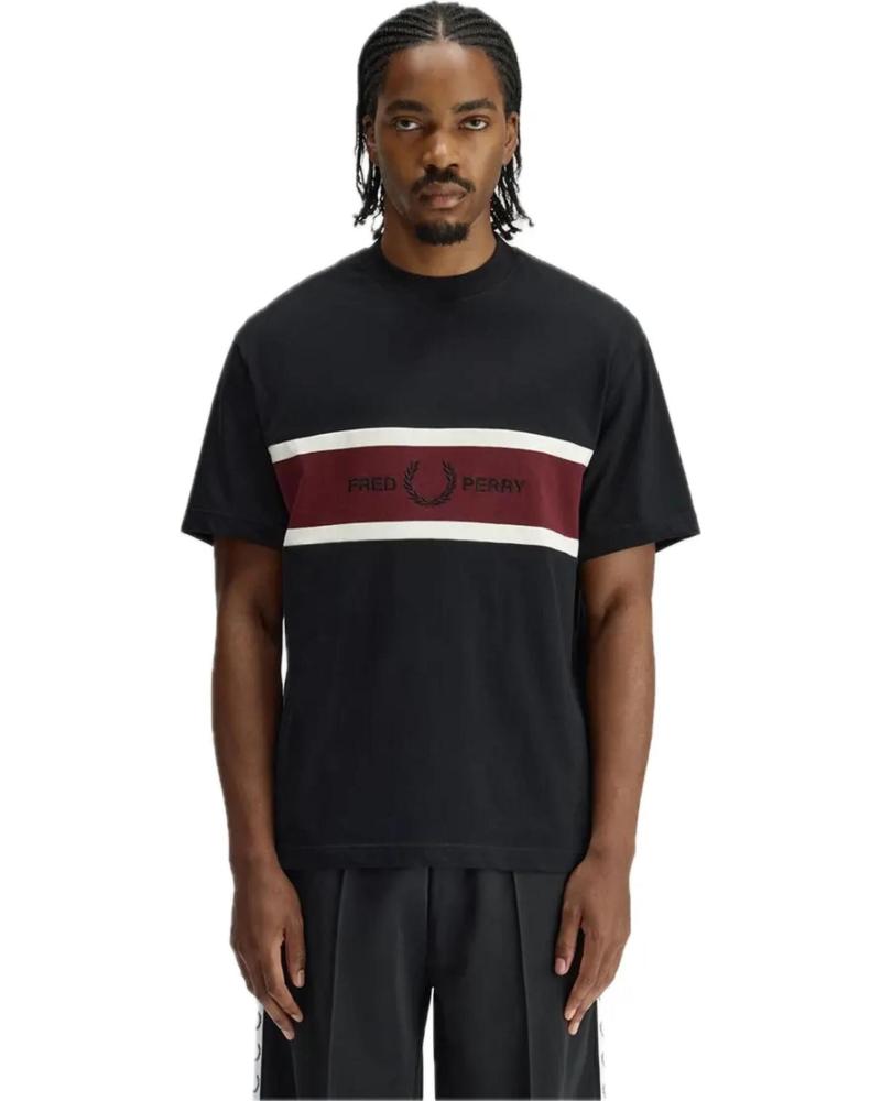 FRED PERRY CAMISETA FRED PERRY M2405 CON BANDA CENTRAL NEGRO