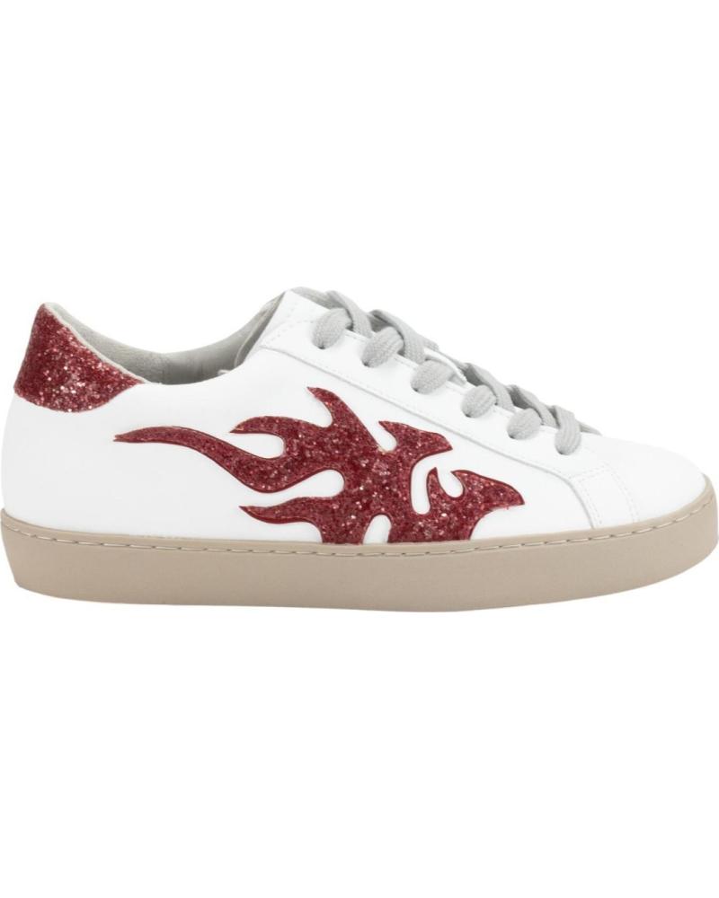 ZAPATILLAS CASUAL KESLEM H9065 MUJER BLANCO DETALLES ROJOS