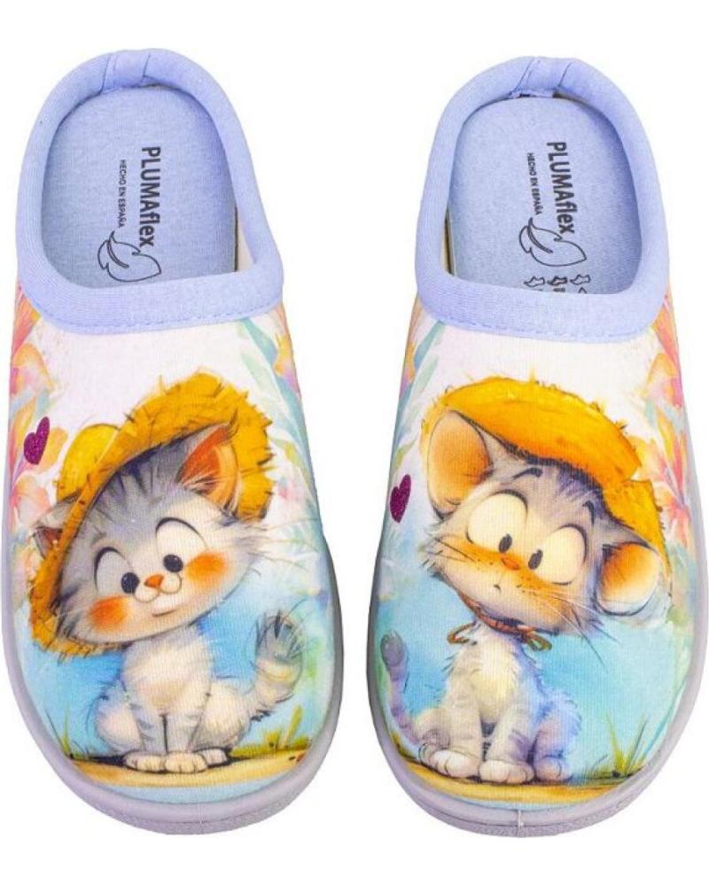 PLUMAFLEX ZAPATILLAS DE CASA 12317GATO, MUJER, AZUL CELESTE