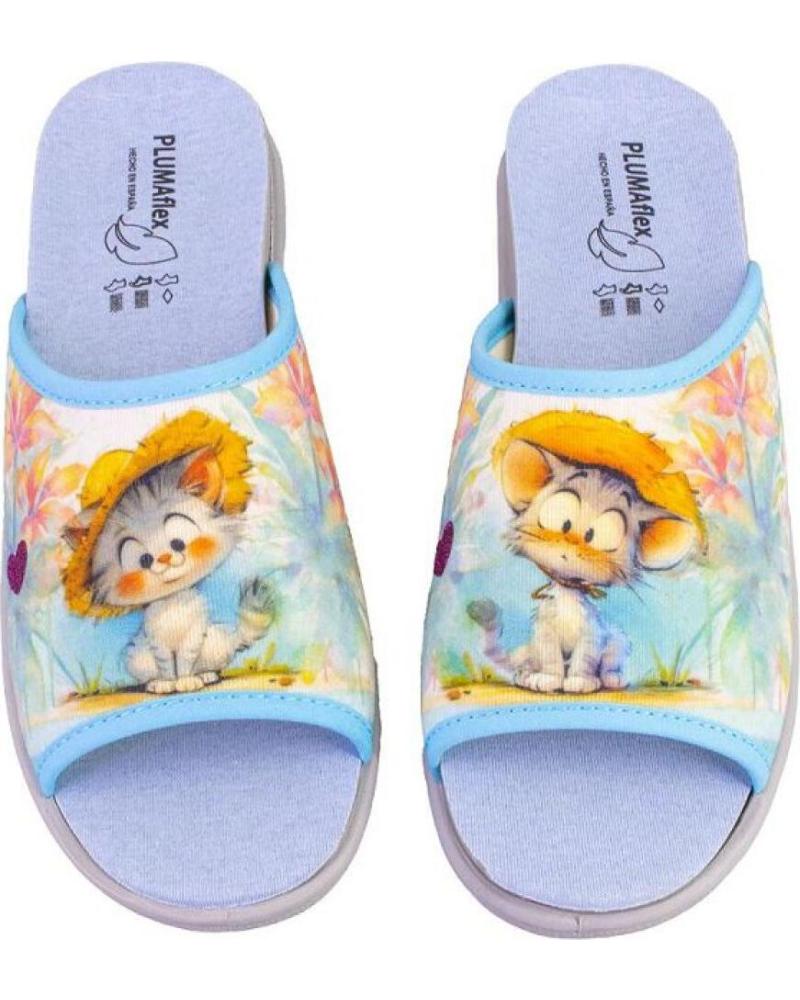 PLUMAFLEX ZAPATILLAS DE CASA 12404GATO PARA MUJER AZUL CELESTE