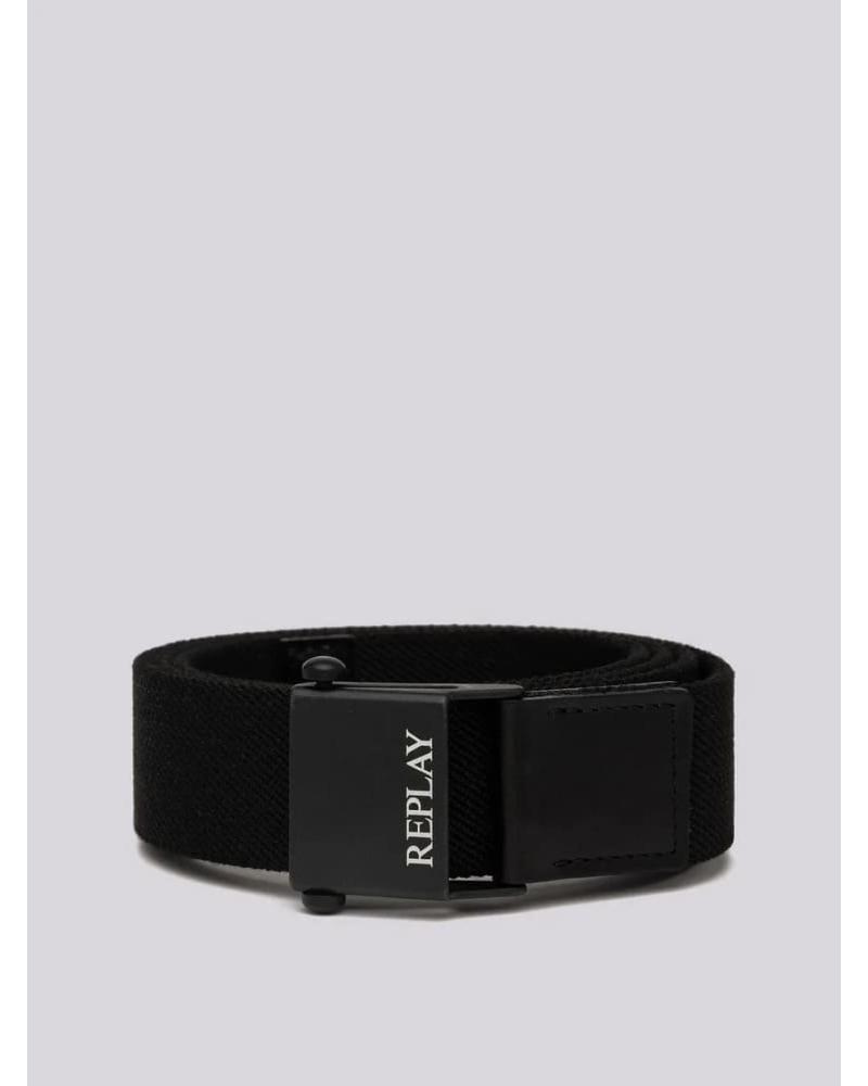 REPLAY CINTURÓN DE HOMBRE EN PIEL NEGRA CON LOGOTIPO AM2417 (REF: 1175126) NEGRO
