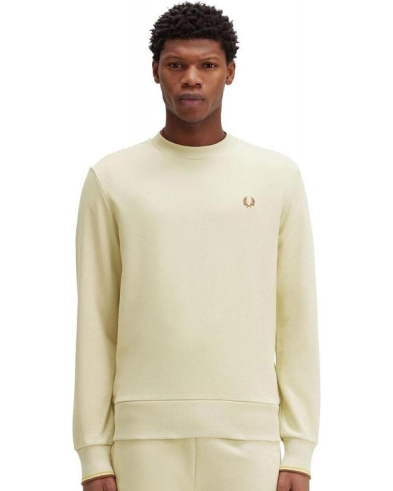FRED PERRY SUDADERA EMBROIDERED LOGO CREW NECK BEIGE 1177074