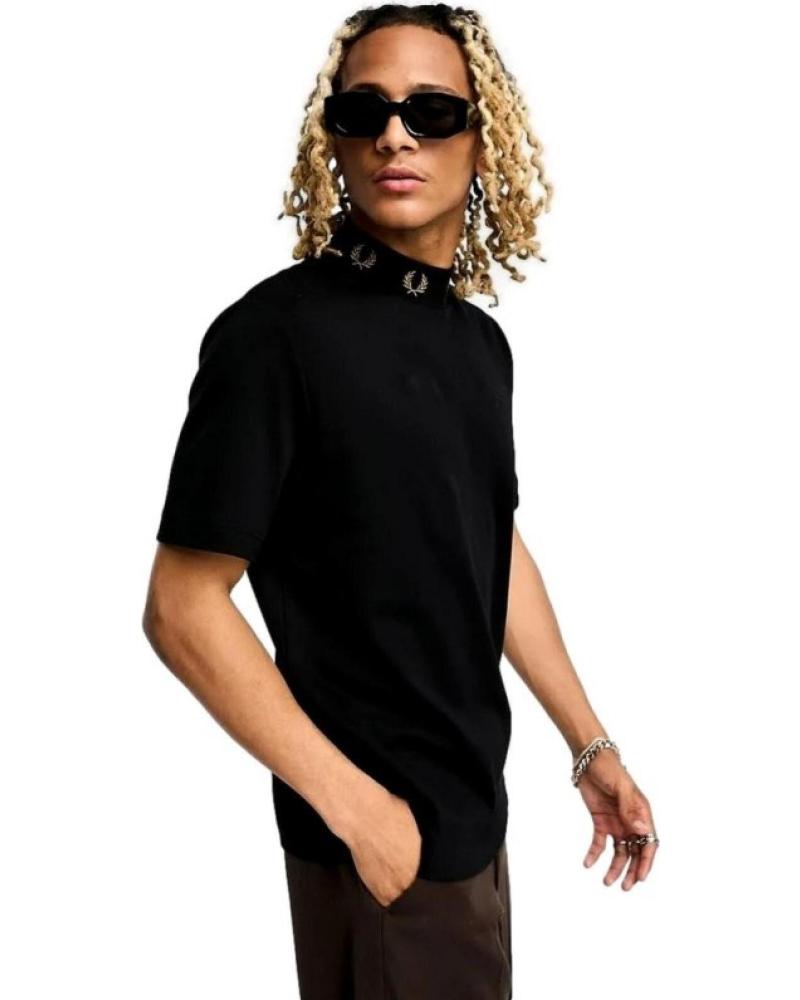 FRED PERRY CAMISETA LAUREL WREATH HIGH NECK TEE 1177083 NEGRO