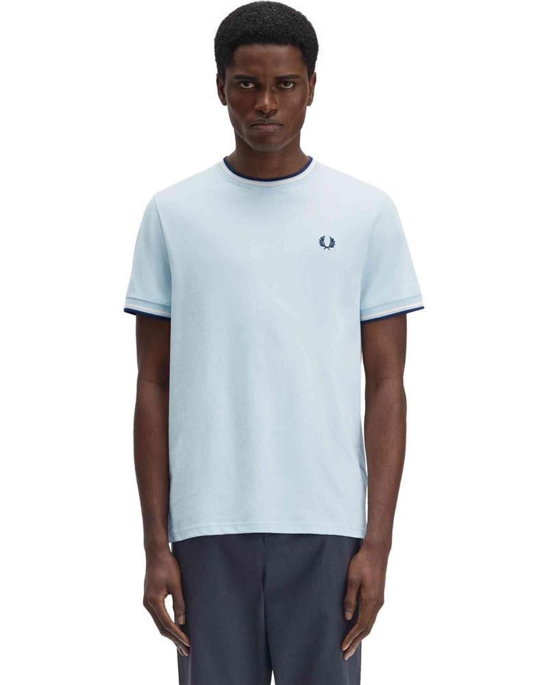 FRED PERRY CAMISETA CONTRAST RIBETED TEE CELESTE REF 1177128 AZUL