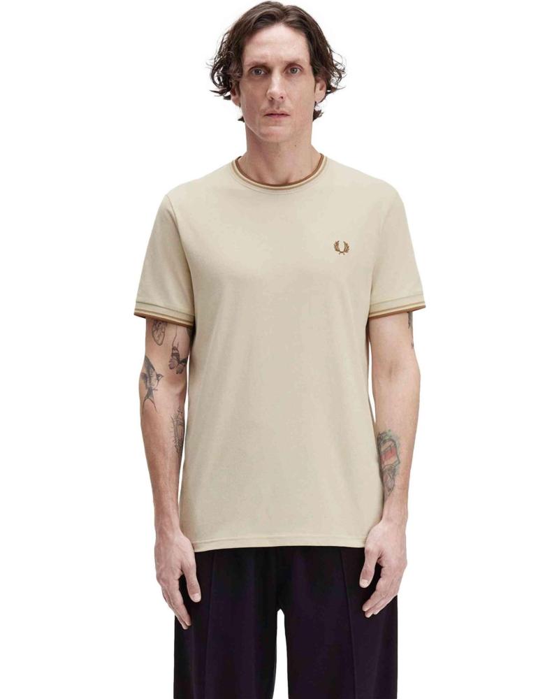 FRED PERRY CAMISETA CONTRAST RIBETED TEE BEIGE REF 1177129