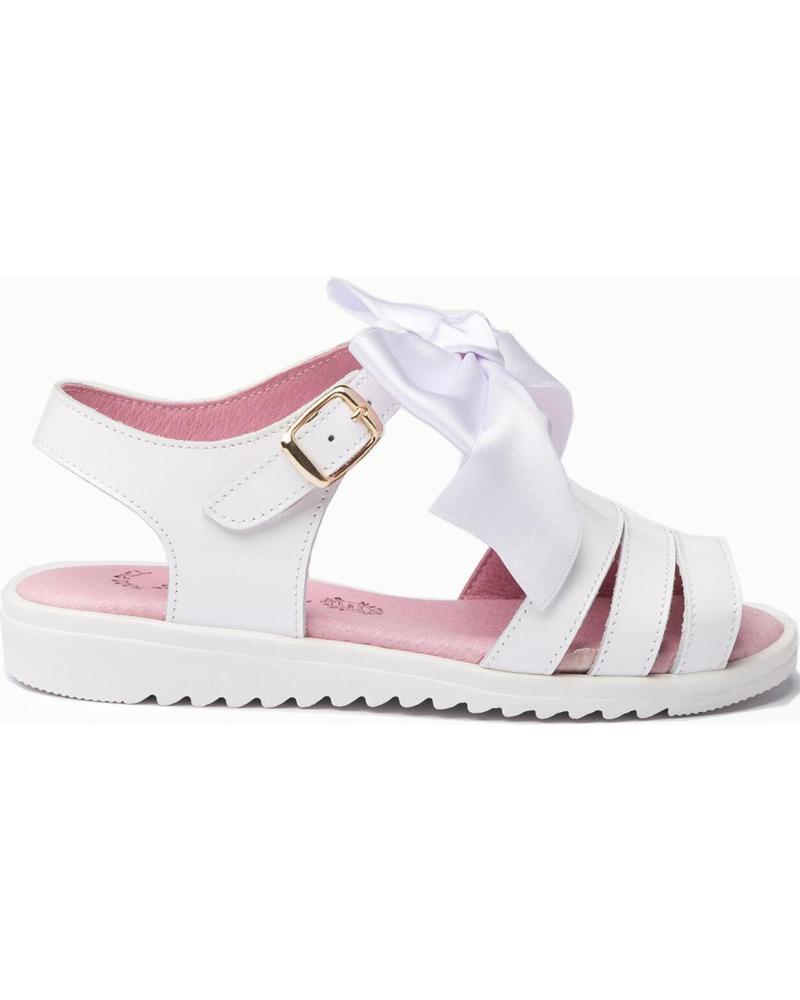 Sandalias de Niña ANGELITOS SANDALIA LAZO PIEL 575 BLANCO