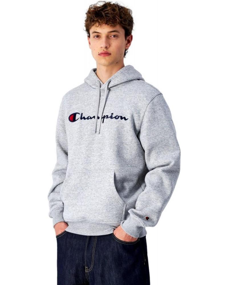CHAMPION SUDADERA EMBROIDERED LOGO HOODED SWEATSHIRT GRIS
