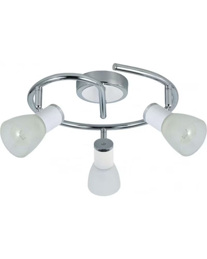 Lãmpara de Techo Fabrilamp Estructura Cromo con Tulipas Blancas Plateado