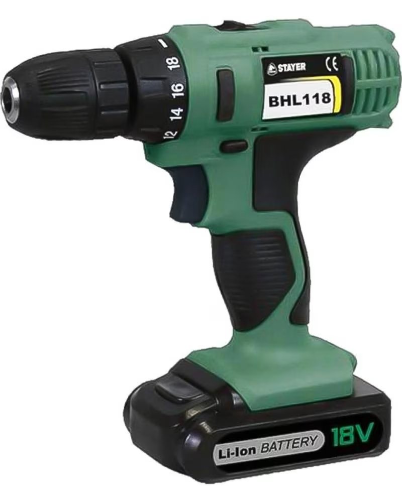 Taladro Atornillador Stayer 18V con Maletín de Transporte Verde