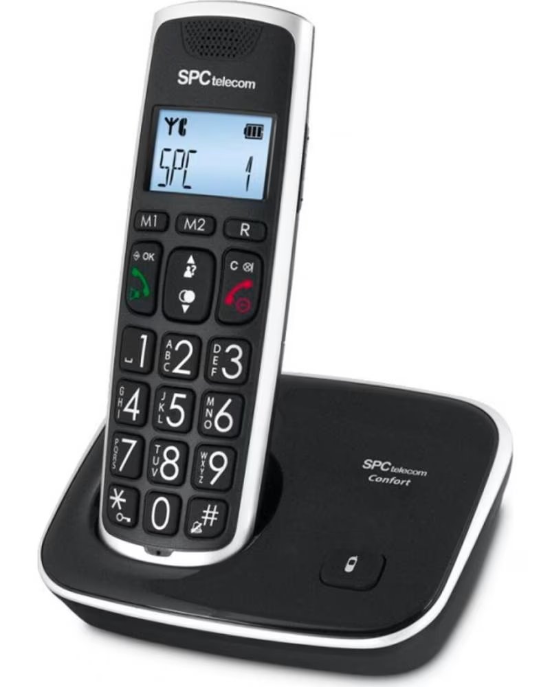 SPC TELÉFONO INALÁMBRICO TELECOM 7608 CON TECLAS GRANDES Y PANTALLA ILUMINADA MULTICOLOR