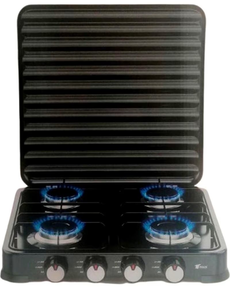 Cocina de Gas Thulos de 4 Fuegos con Tapa Negro