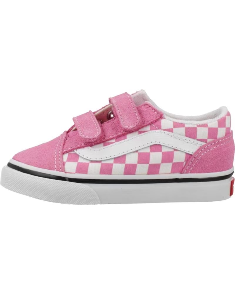 Vans Off The Wall Zapatillas Old Skool V para Bebé, Diseño a Cuadros Rosa
