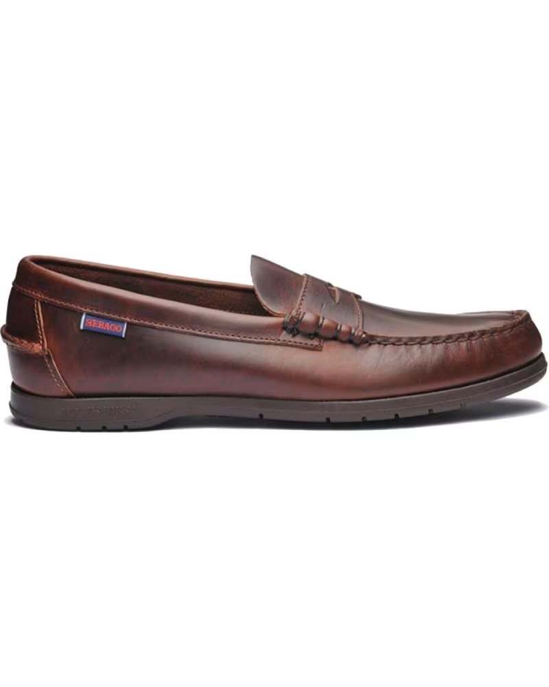 Mocasines de Hombre Sebago Castellano de Piel con Suela de Goma Brown – imagen 1
